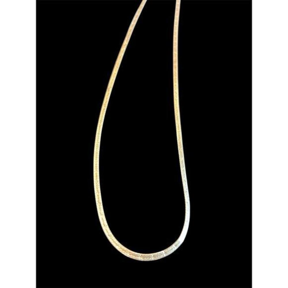 24” Italian Sterling Silver 3mm Engraved Herringbone Chain Necklace 10.48g